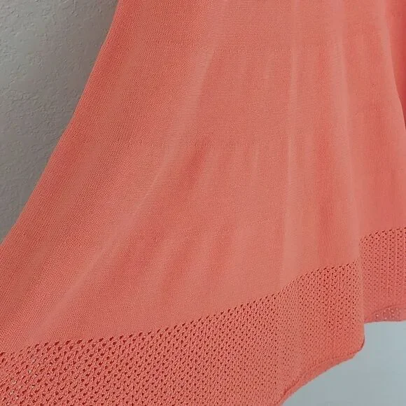 Cynthia Rowley Coral Peach Fit & Flare Crochet Knit Sleeveless Dress Size M - Picture 4 of 10